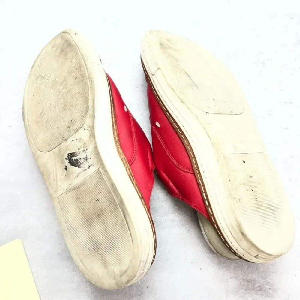 Maison Martin Margiela Red Leather Comfort Slip On Mule Shoes Mens Size 39/40